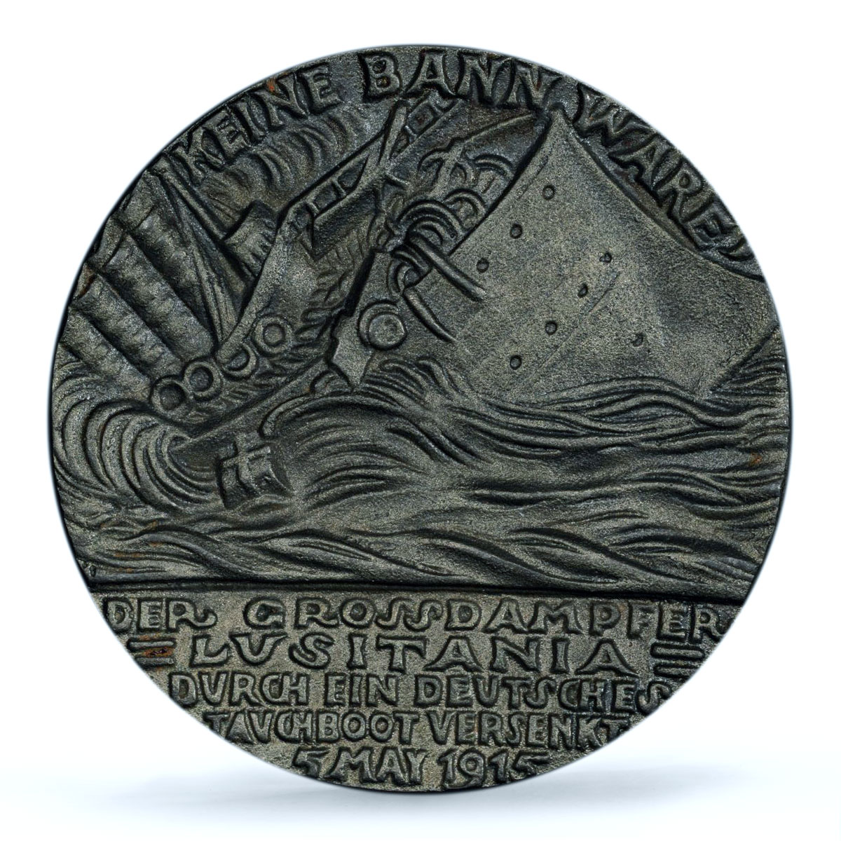 Germany Empire Lusitania Ship British History MS63 PCGS iron medal 1915