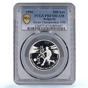 Bulgaria 500 leva Football Soccer World Cup France PR67 PCGS silver coin 1996
