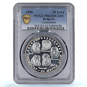 Bulgaria 10 leva Cosmonauts Intercosmos Space PR63 PCGS silver coin 1985