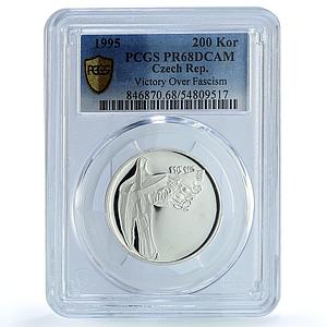 Czech Republic 200 korun Victory over Fascism Dove Bird PR68 PCGS Ag coin 1995