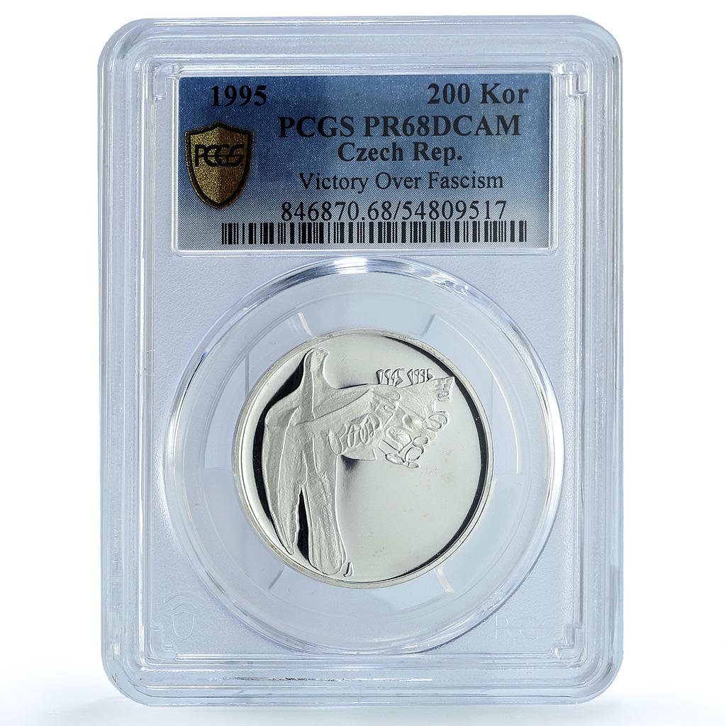 Czech Republic 200 korun Victory over Fascism Dove Bird PR68 PCGS Ag coin 1995 Czech Republic 200 korun Victory over Fascism Dove Bird PR68 PCGS Ag coin 1995