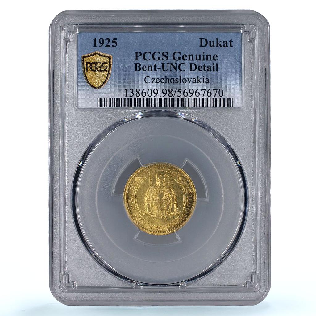 Czechoslovakia 1 dukat St. Wenceslaus without Numbers UNC PCGS gold coin 1925