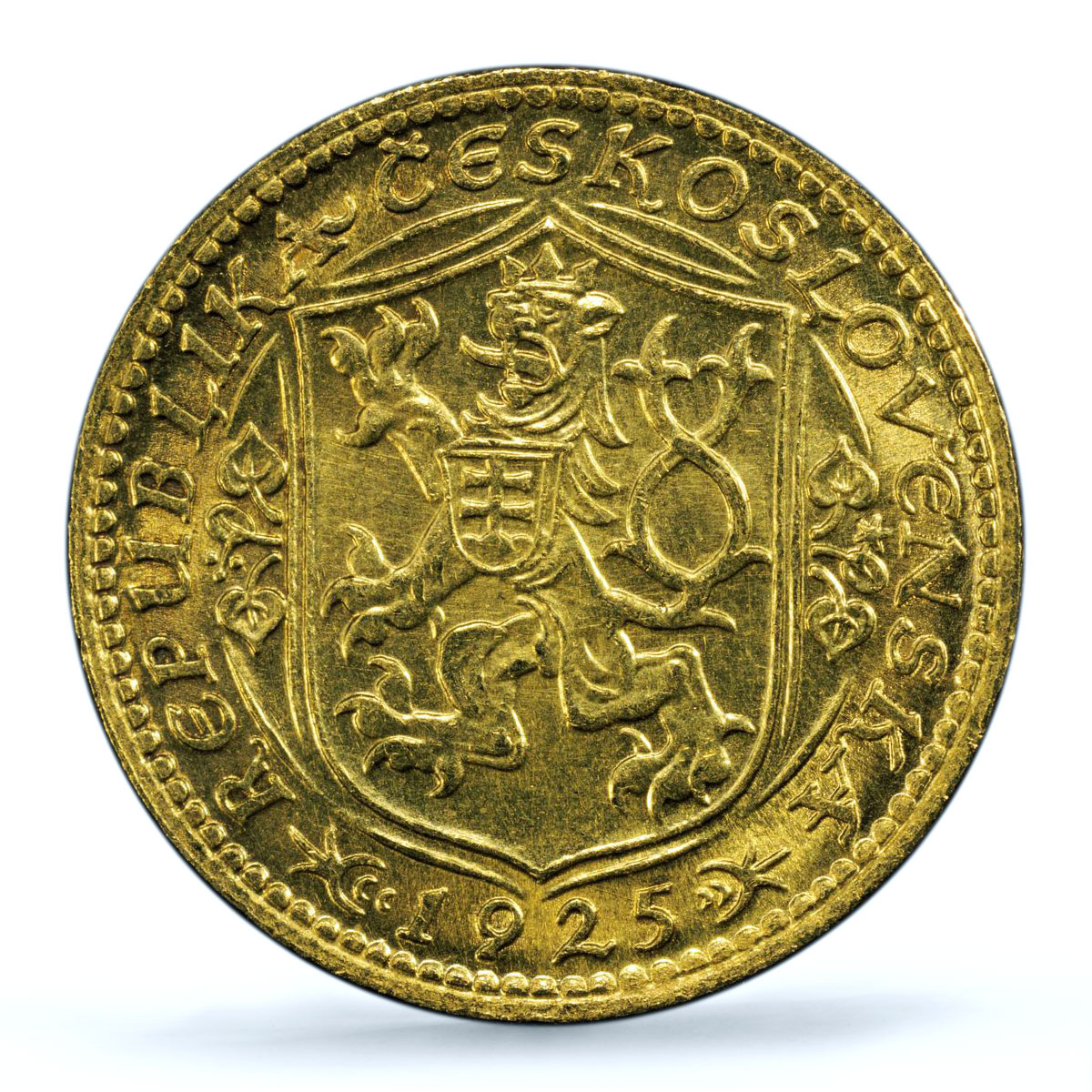 Czechoslovakia 1 dukat St. Wenceslaus without Numbers UNC PCGS gold coin 1925