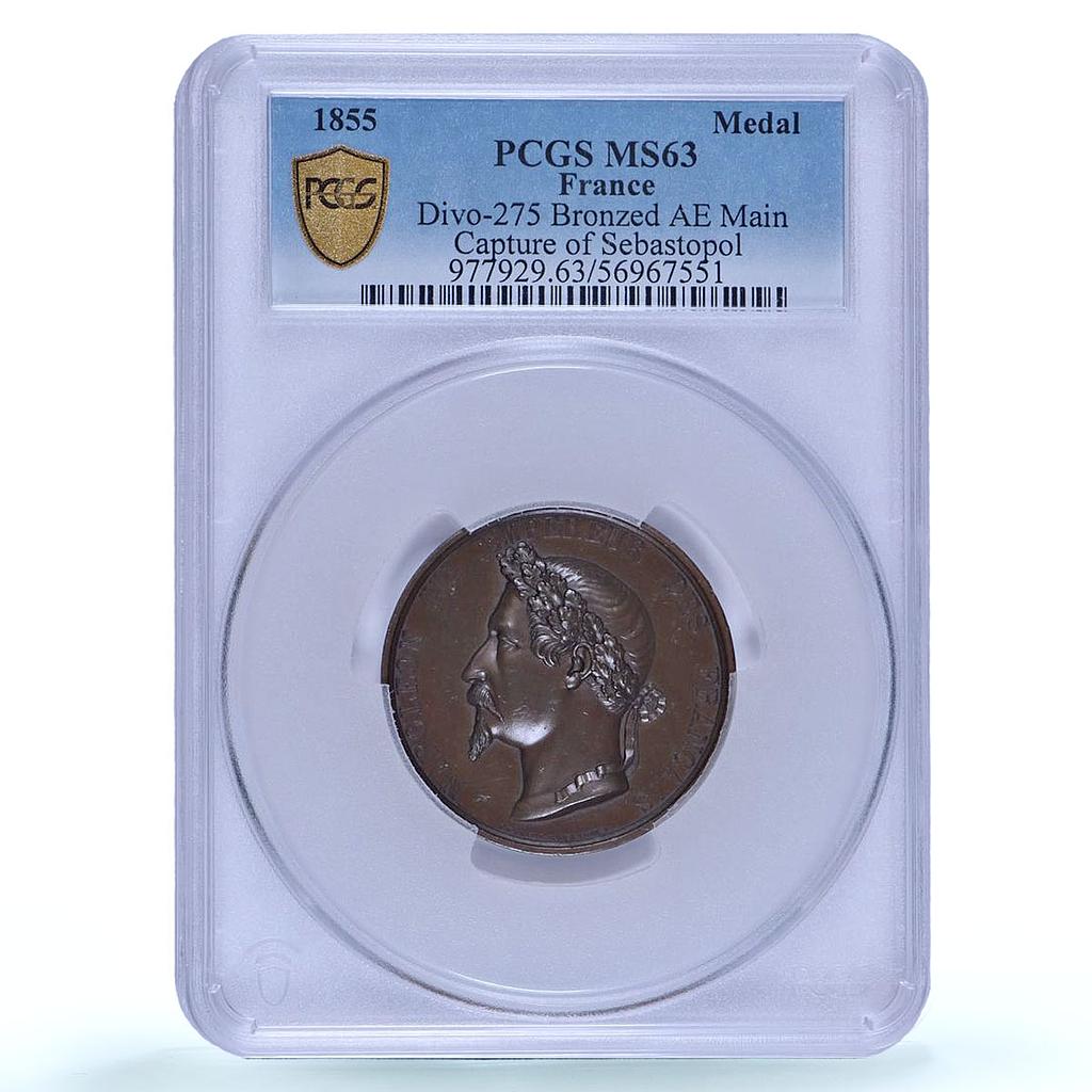 France Napoleon III Sebastopol Sevastopol Capture Divo-275 MS63 PCGS medal 1855