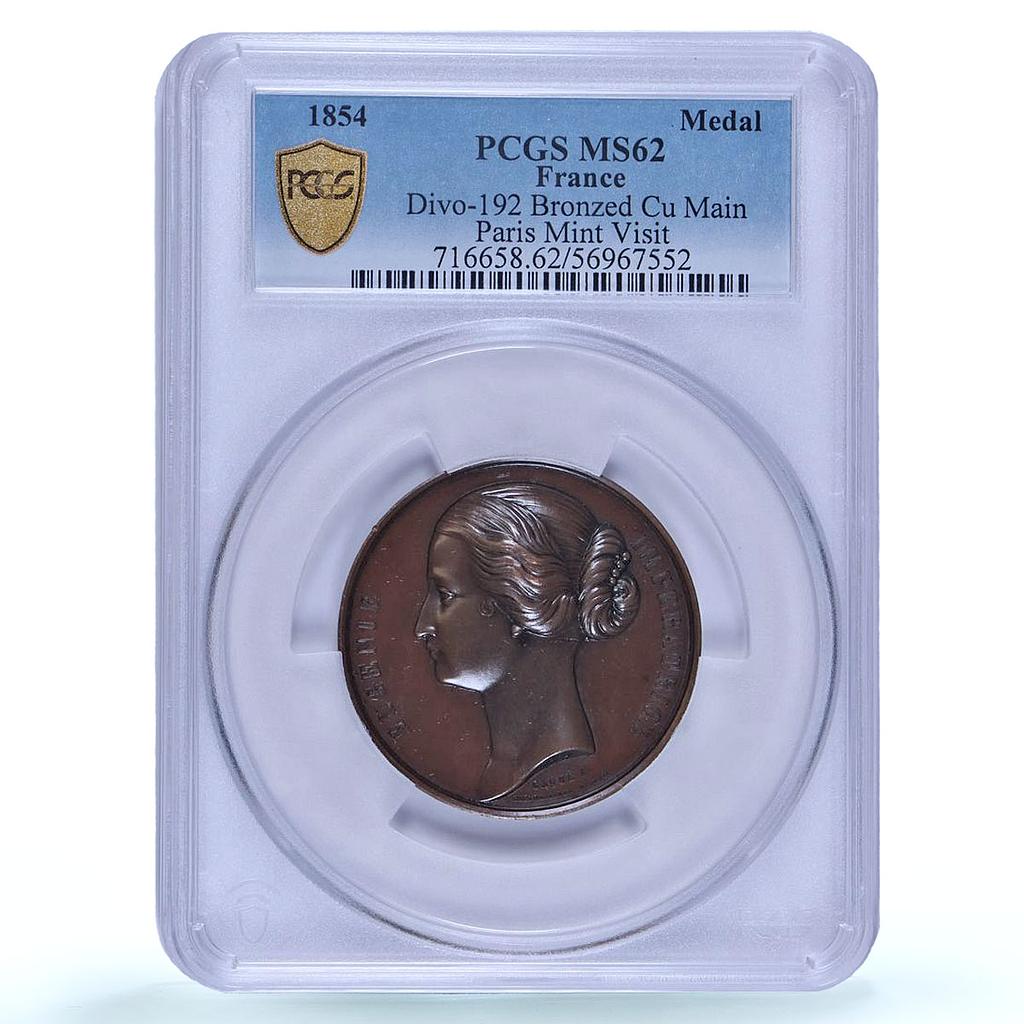 France Empress Eugenie de Montijo Visit Divo-192 MS62 PCGS BN copper medal 1854