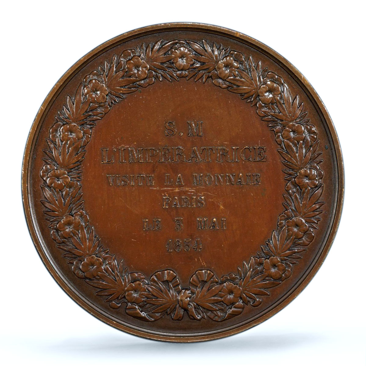 France Empress Eugenie de Montijo Visit Divo-192 MS62 PCGS BN copper medal 1854