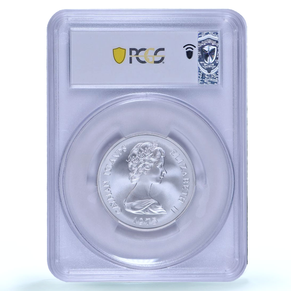 Cayman Islands 50 dollars Queens of England History MS70 PCGS silver coin 1975