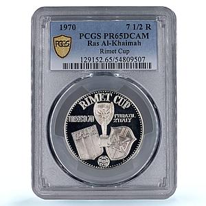 Ras al-Khaimah 7 1/2 riyals Football World Cup Rimet PR65 PCGS silver coin 1970