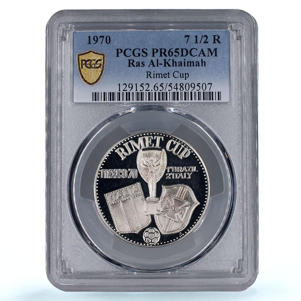 Ras al-Khaimah 7 1/2 riyals Football World Cup Rimet PR65 PCGS silver coin 1970