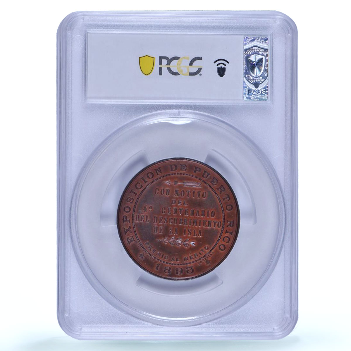 Puerto Rico Island Exposition Discovery Ship Clipper MS63 PCGS bronze medal 1893