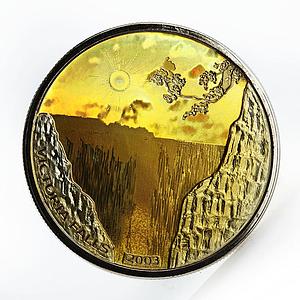 Congo 10 francs Victoria Falls hologram proof silver coin 2003