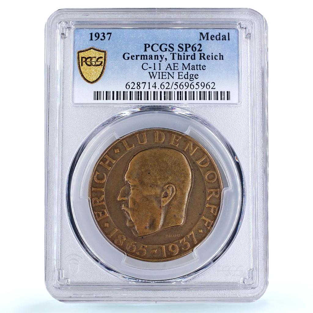 Germany Third Reich Erich Ludendorff Death History SP 62 PCGS bronze medal 1937
