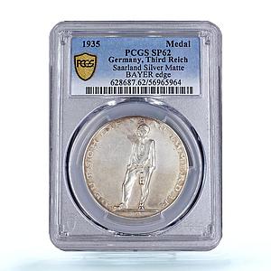 Germany Third Reich Saarland Referendum History SP 62 PCGS silver medal 1935