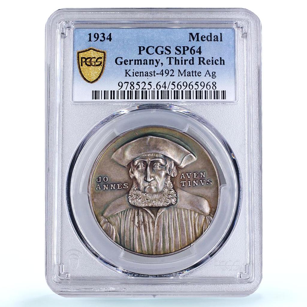 Germany Third Reich Johannes Aventinus History Owl SP 64 PCGS silver medal 1934