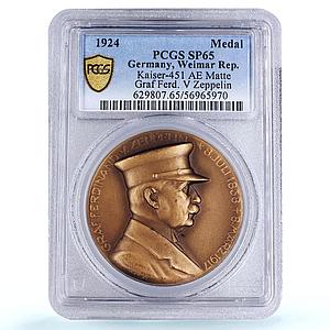 Germany Weimar Zeppelin Airship Aviation History SP 65 PCGS bronze medal 1924