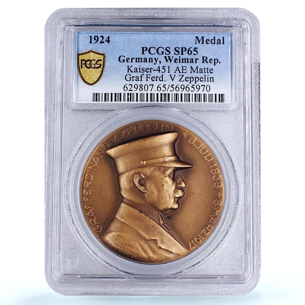 Germany Weimar Zeppelin Airship Aviation History SP 65 PCGS bronze medal 1924