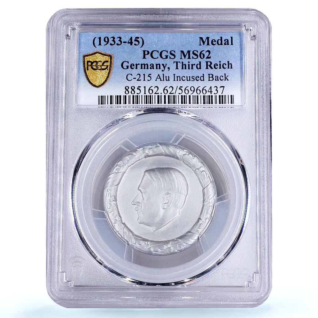 Germany Third Reich Adolf Hitler NSDAP Incused Back MS 62 PCGS medal 1933 - 1945