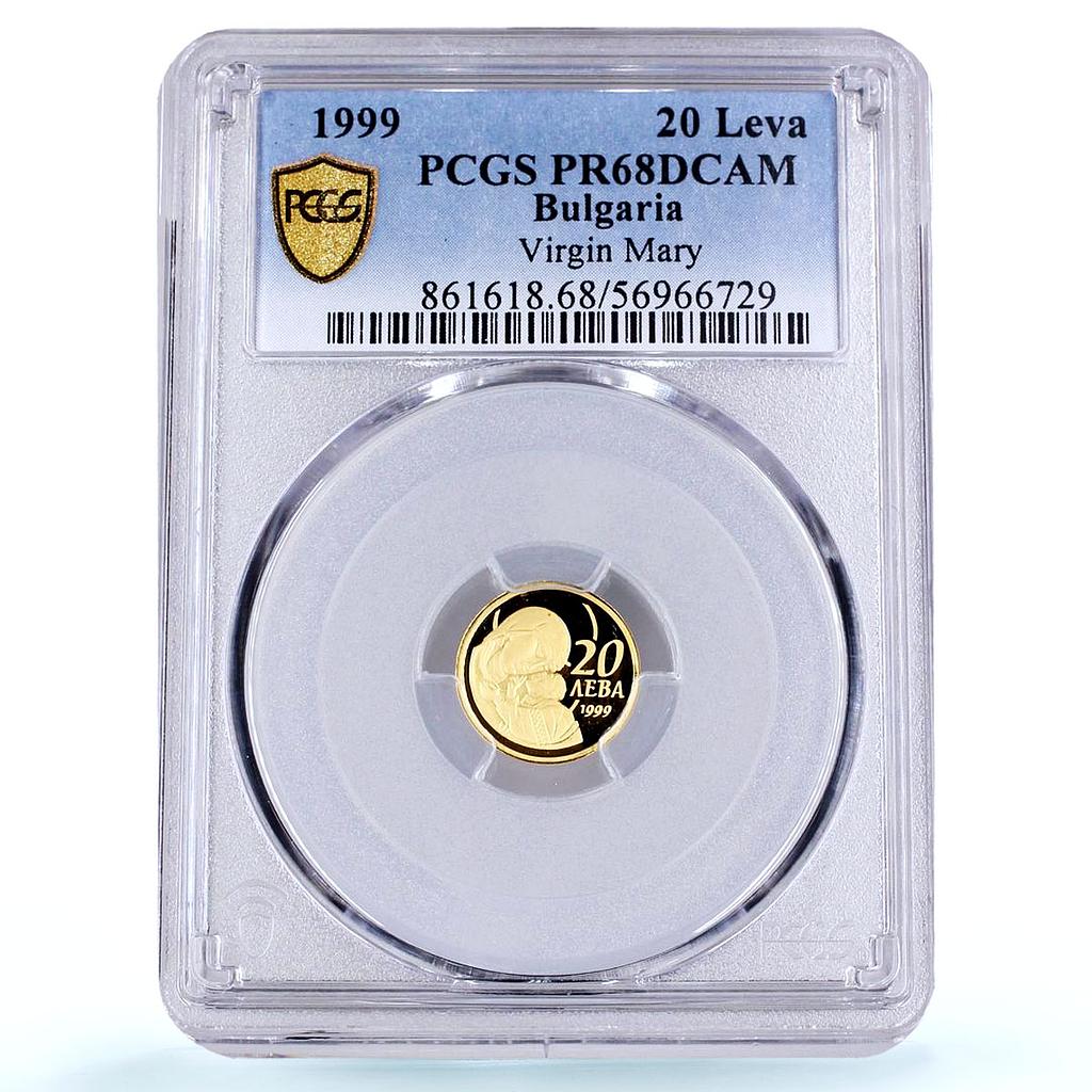 Bulgaria 20 leva Virgin Mary Infant Christ Religion PR 68 PCGS gold coin 1999