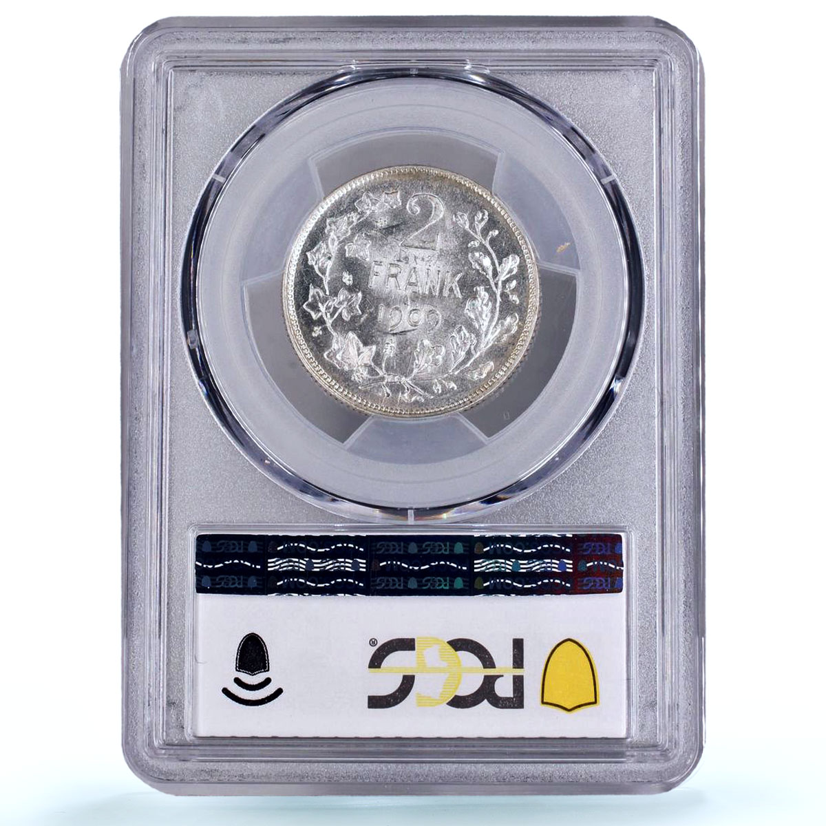 Belgium 2 francs Leopold II Dutch Text KM-59 MS 63 PCGS silver coin 1909