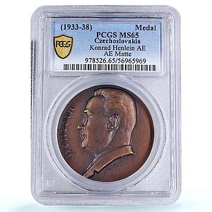 Czechoslovakia Sudetenland Konrad Henlein MS 65 PCGS bronze medal 1933 - 1938