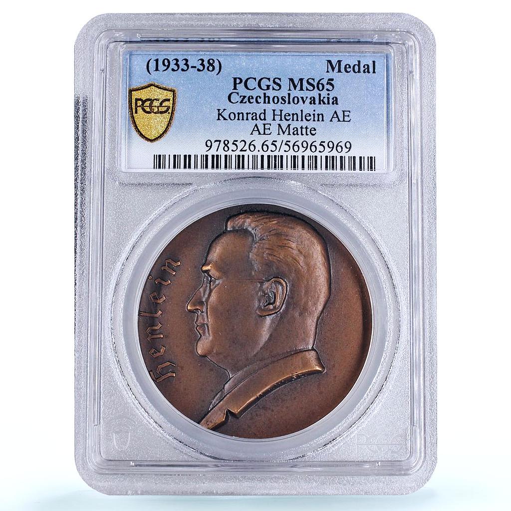 Czechoslovakia Sudetenland Konrad Henlein MS 65 PCGS bronze medal 1933 - 1938