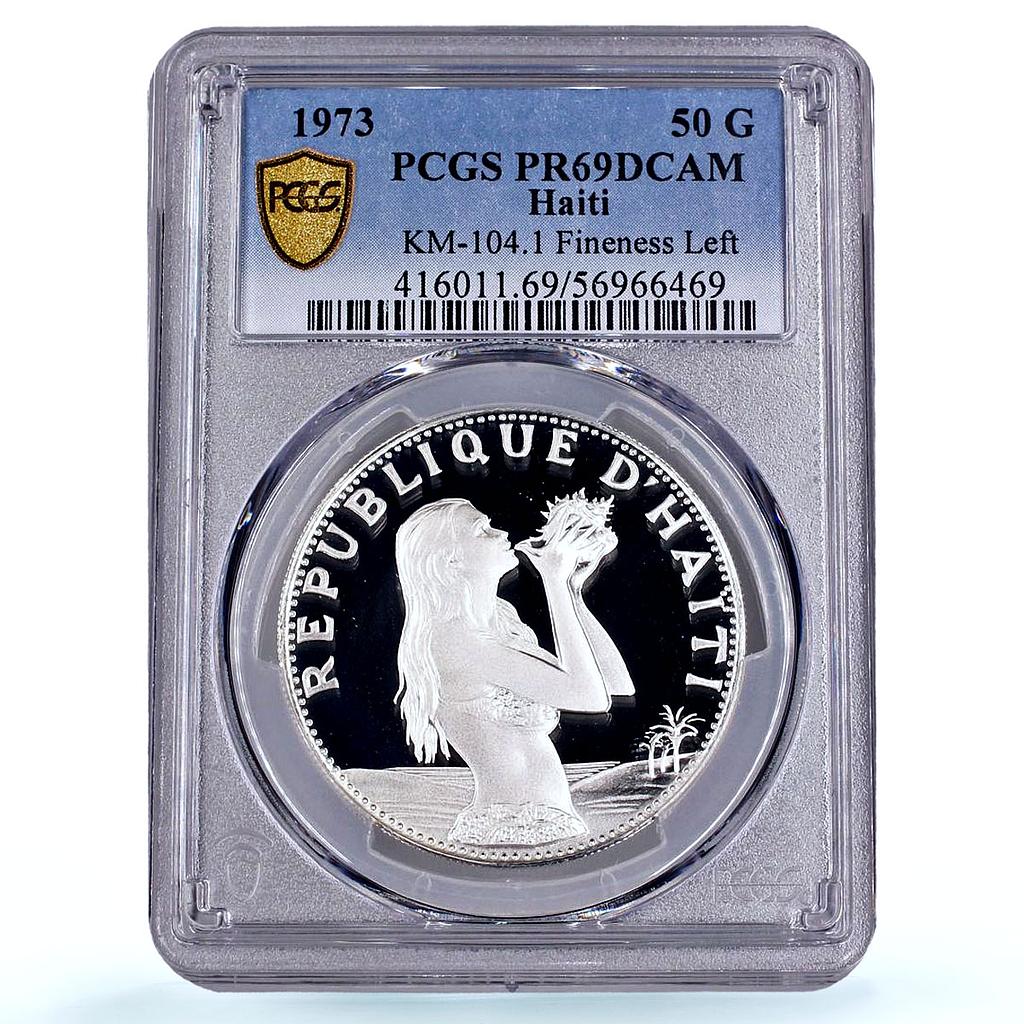 Haiti 50 gourdes Woman on the Beach Fineness Left PR 69 PCGS silver coin 1973