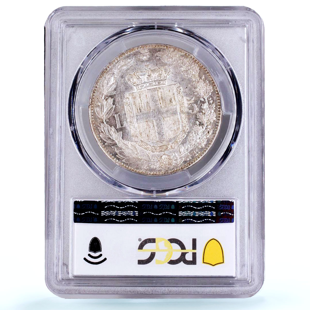 Italy 5 lire Umberto I Coinage KM-20 AU 58 PCGS silver coin 1879