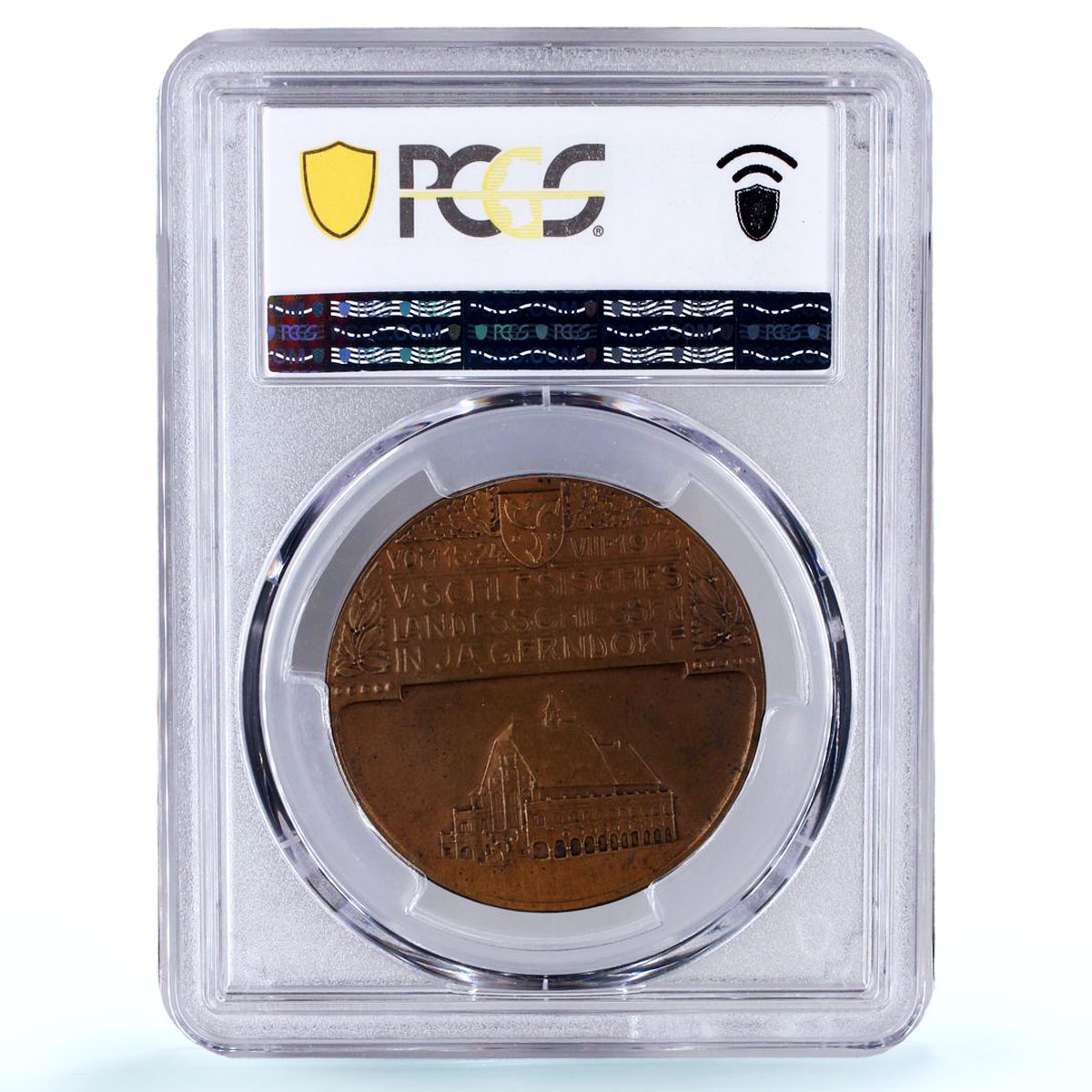 Liechtenstein Johan I Land Shooting Range Jagerndorf MS 63 PCGS brass medal 1913