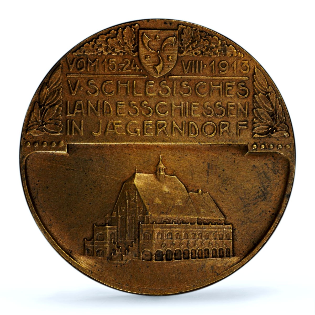 Liechtenstein Johan I Land Shooting Range Jagerndorf MS 63 PCGS brass medal 1913