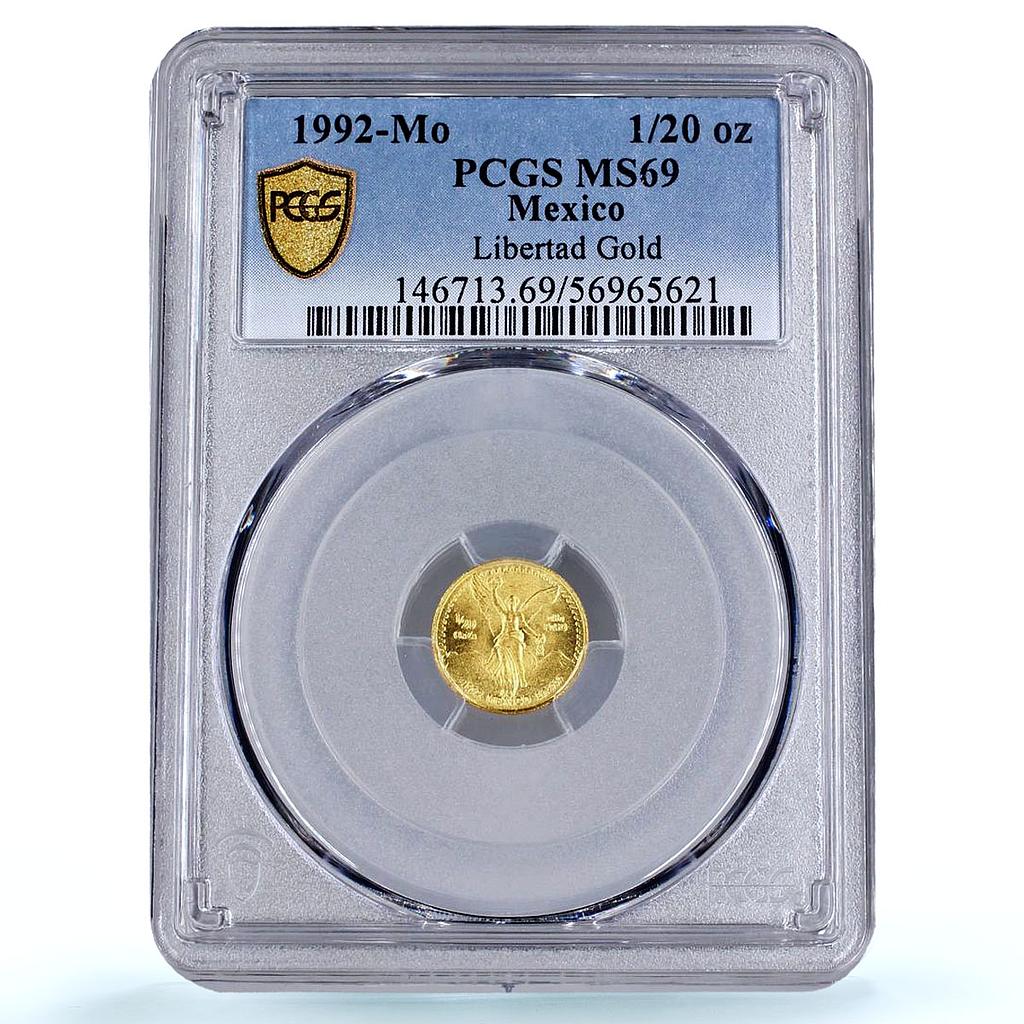 Mexico 1/20 onza Libertad Angel of Independence MS 69 PCGS gold coin 1992