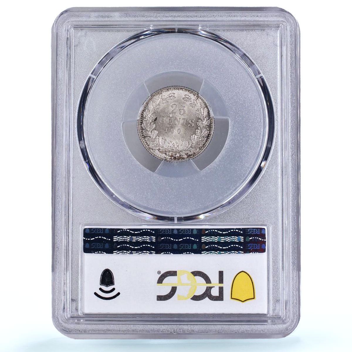 Netherlands 25 cents Queen Wilhelmina Coinage KM-120 MS 63 PCGS silver coin 1904