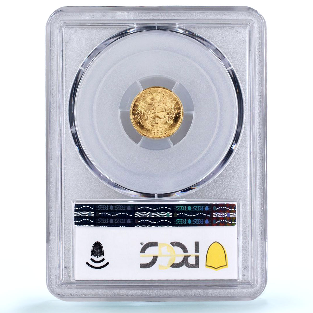 Peru 5 soles oro Republic Seated Liberty KM-235 MS 66 PCGS gold coin 1965