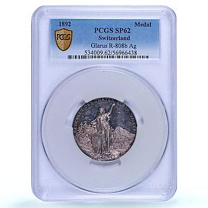 Switzerland Shooting Festival Glarus Glaris SP 62 PCGS silver medal 1892
