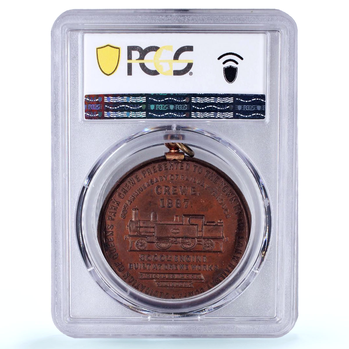 Great Britain Queen Victoria Jubilee Railway Crewe Trains MS 65 PCGS medal 1887