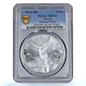 Mexico 1 onza Libertad Angel of Independence MS70 PCGS silver coin 2010