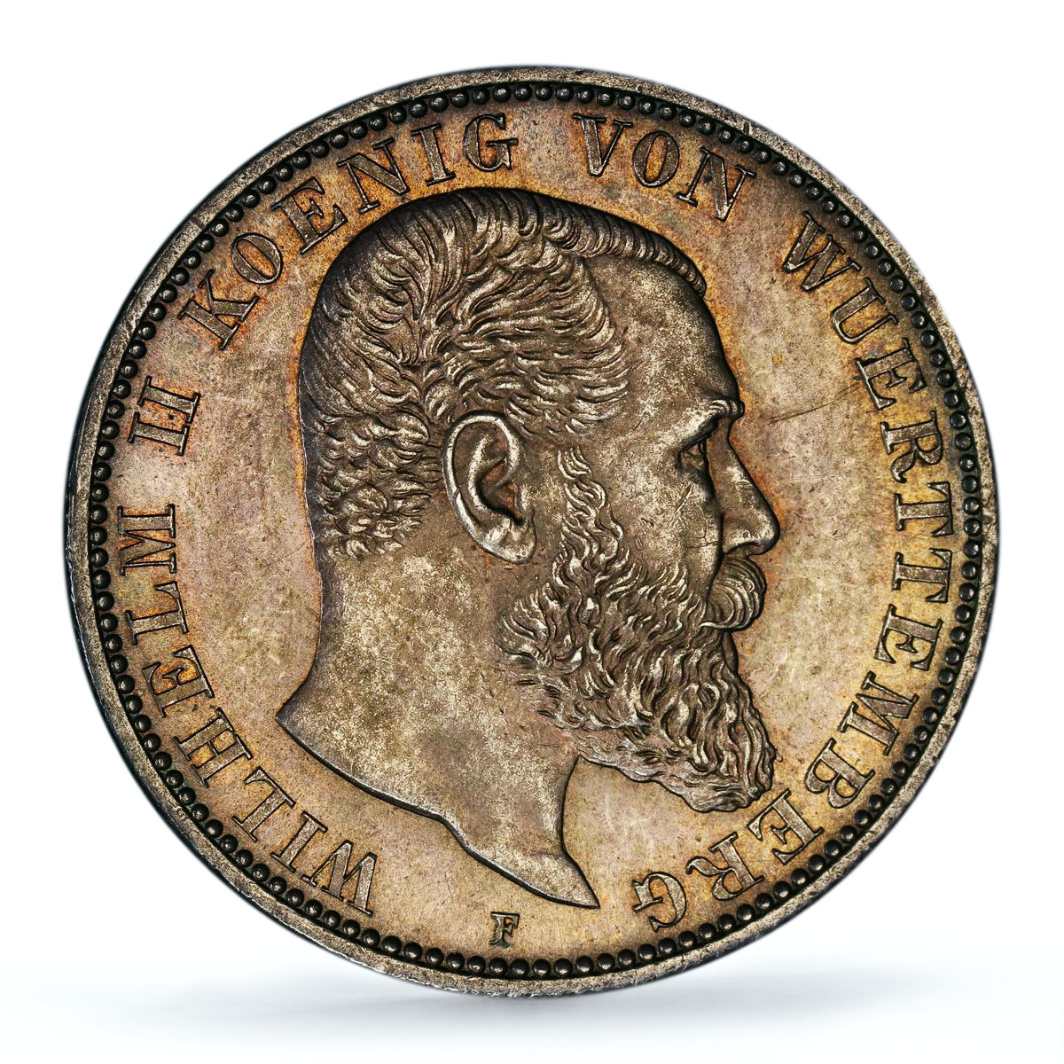 Germany Wurttemberg 2 marks William Willem II KM-631 MS 62 PCGS silver coin 1900