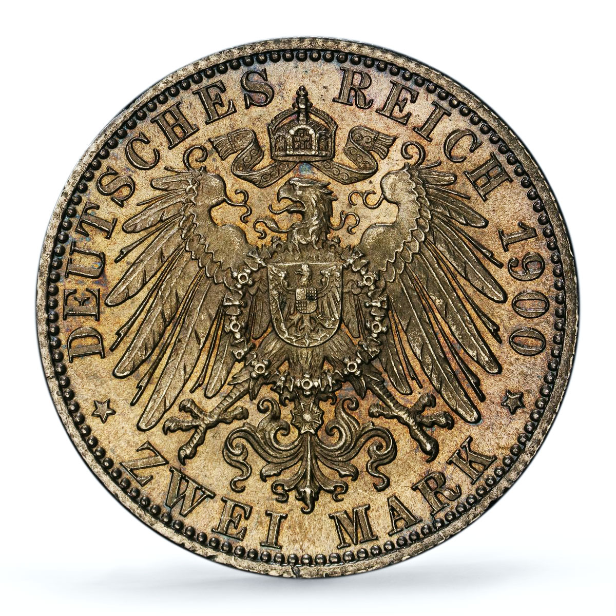 Germany Wurttemberg 2 marks William Willem II KM-631 MS 62 PCGS silver coin 1900