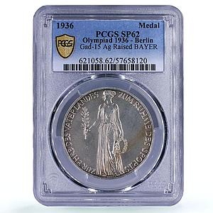 Germany Third Reich Olympiad Berlin Olympic Games SP 62 PCGS silver medal 1936