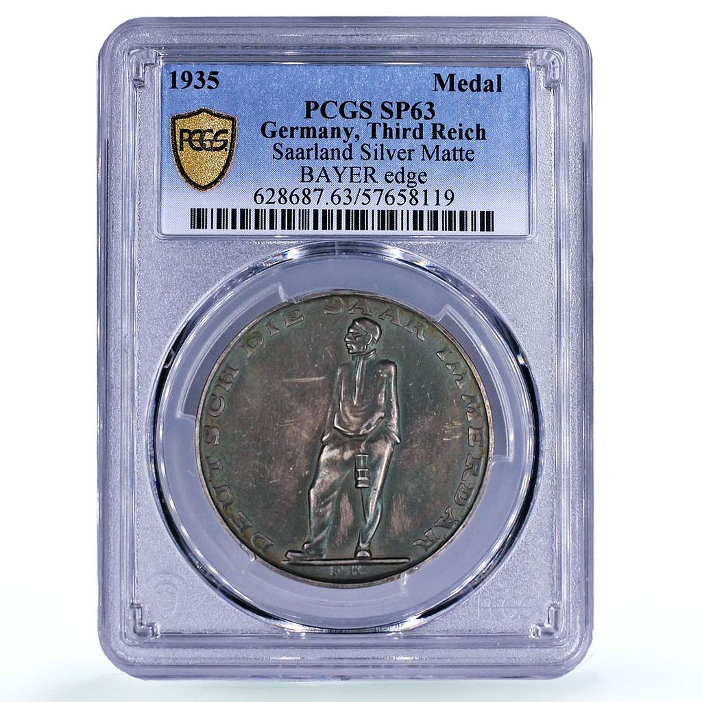 Germany Third Reich Saarland Referendum History SP 63 PCGS silver medal 1935