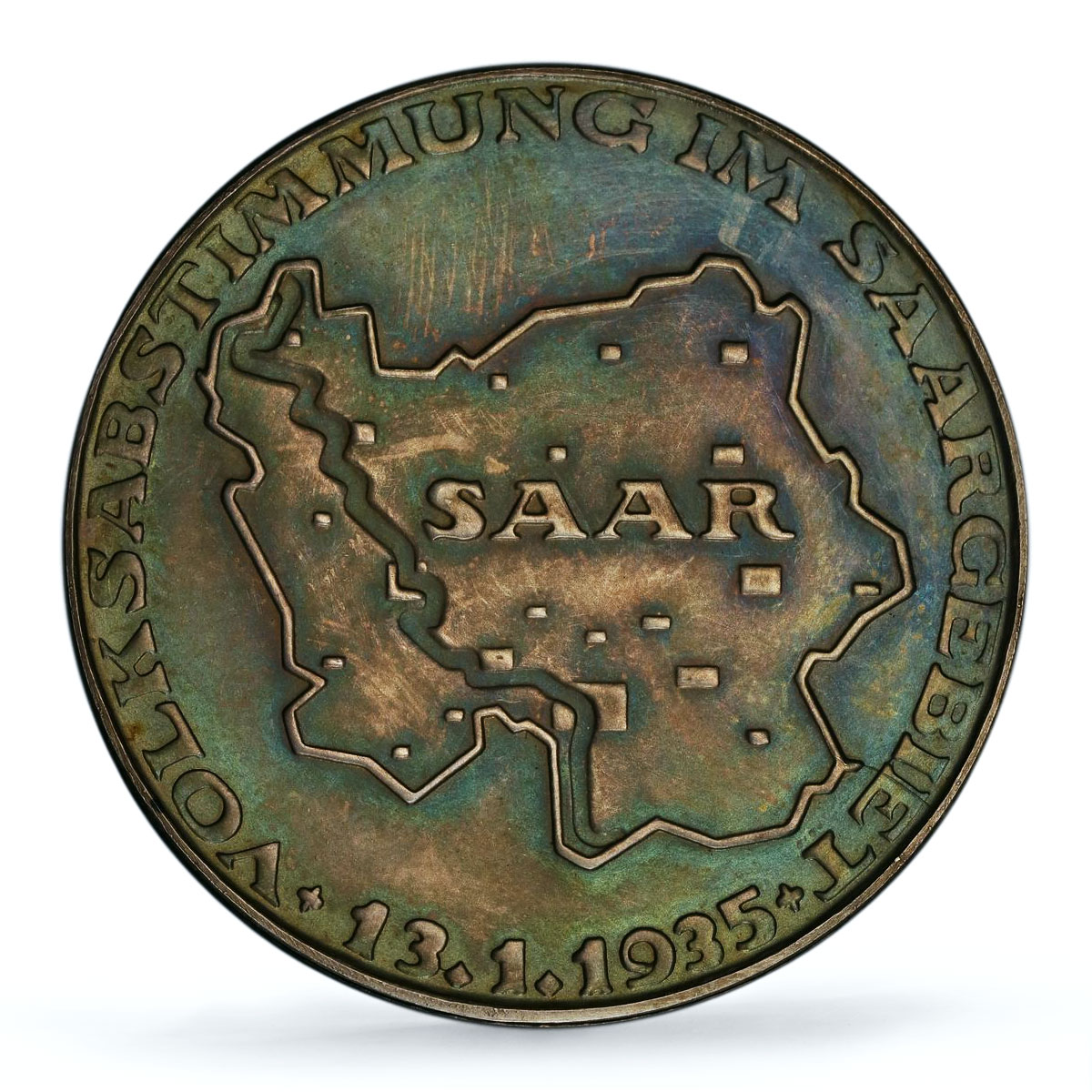 Germany Third Reich Saarland Referendum History SP 63 PCGS silver medal 1935