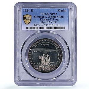 Germany Weimar Zeppelin Airship Atlantic Flight SP 63 PCGS silver medal 1924