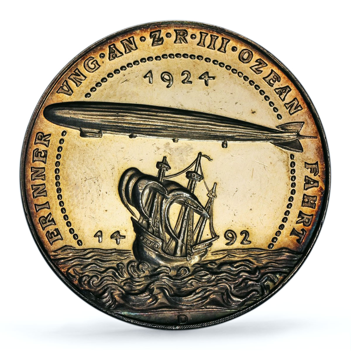 Germany Weimar Zeppelin Airship Atlantic Flight SP 63 PCGS silver medal 1924