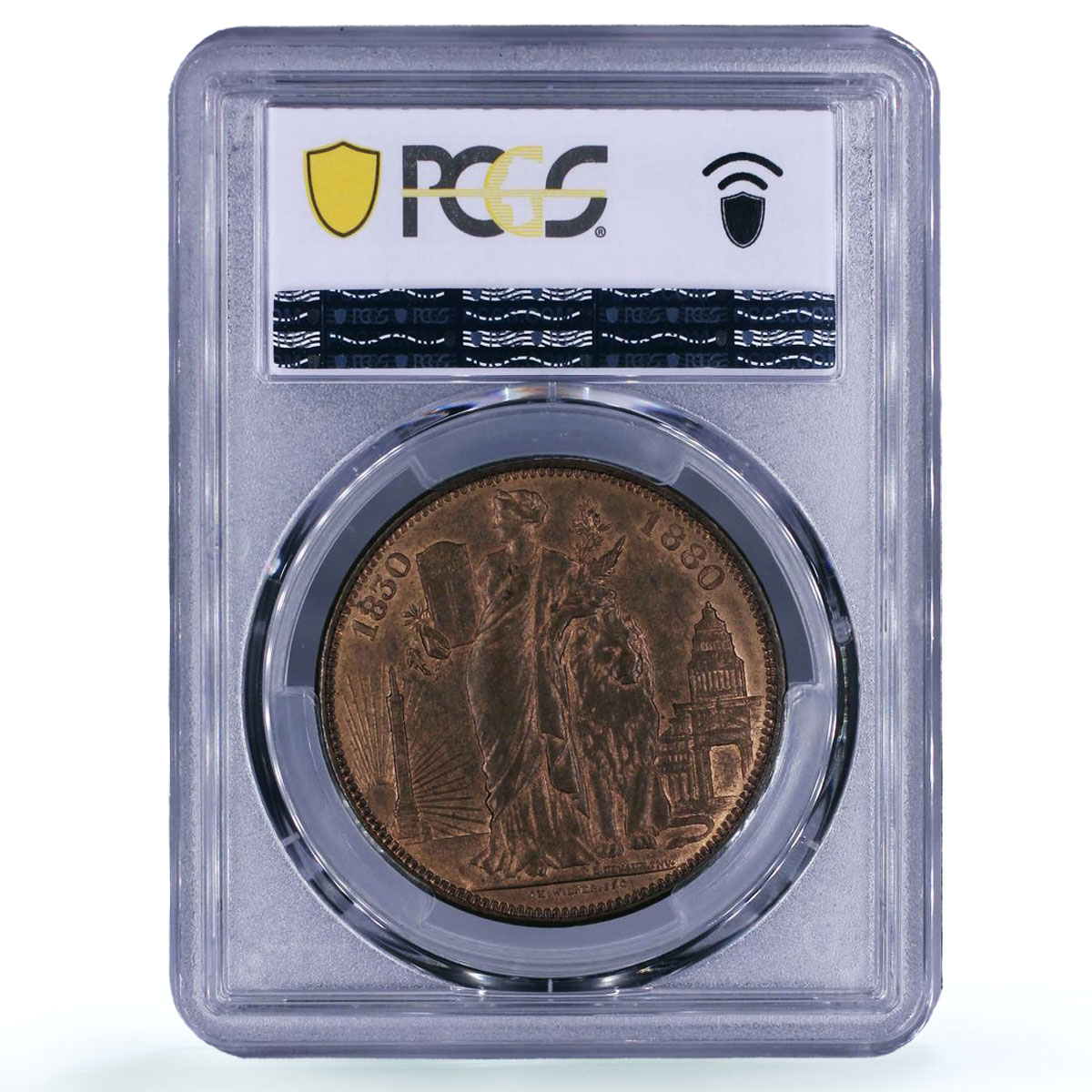 Belgium 5 francs 50 Years Constitution Leopold I II MS 64 PCGS copper coin 1880