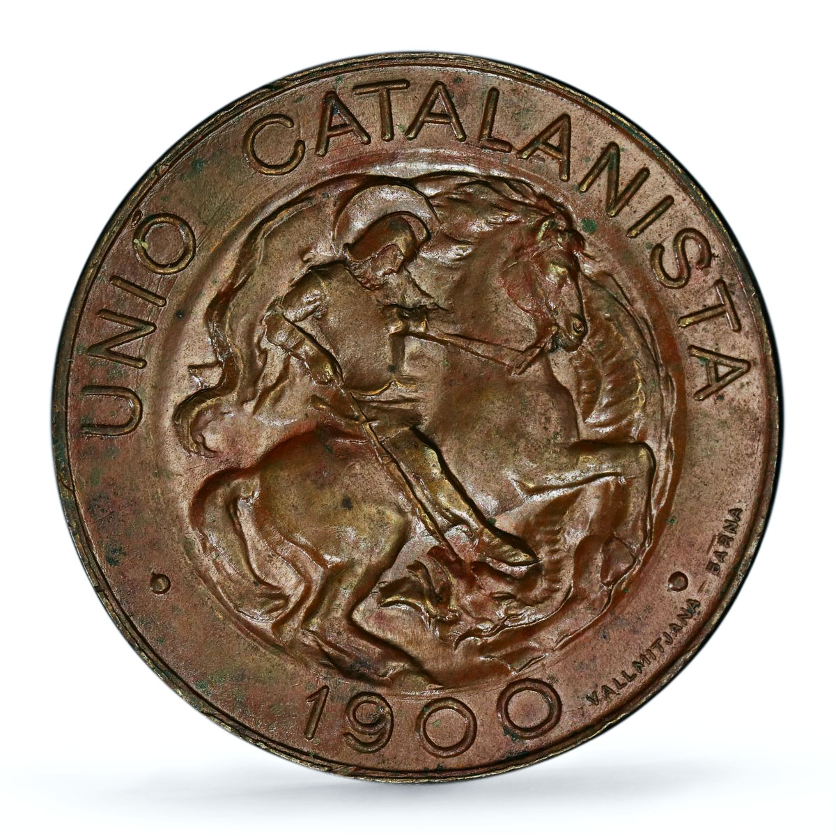 Spain Barcelona 10 centimo Catalanist Union Horsemans MS62 PCGS copper coin 1900