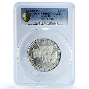 Korea South 1000 won United Nation Forces Soldiers PR 68 PCGS silver coin 1970
