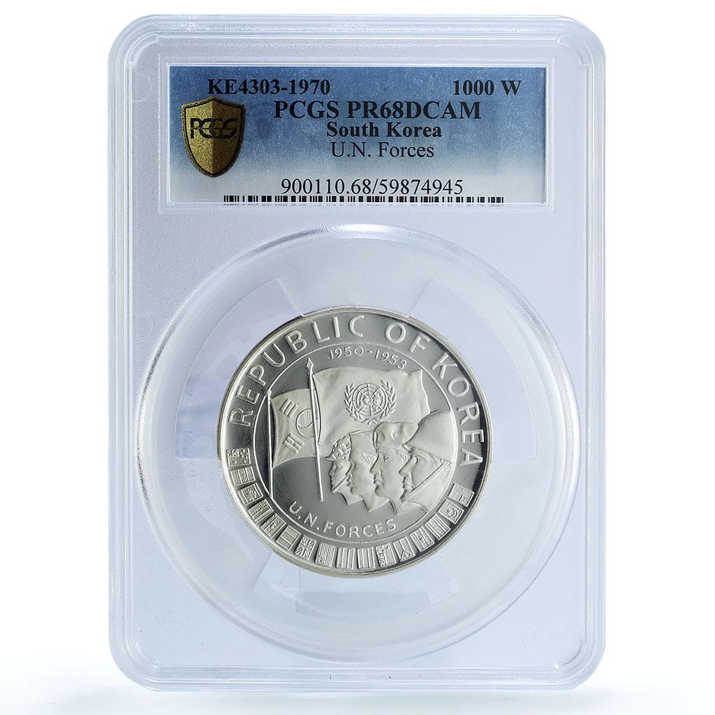 Korea South 1000 won United Nation Forces Soldiers PR 68 PCGS silver coin 1970 Korea South 1000 won United Nation Forces Soldiers PR 68 PCGS silver coin 1970