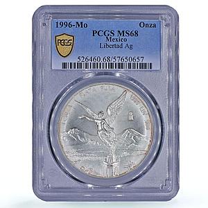 Mexico 1 onza Libertad Angel of Independence MS 68 PCGS silver coin 1996