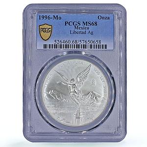 Mexico 1 onza Libertad Angel of Independence MS 68 PCGS silver coin 1996