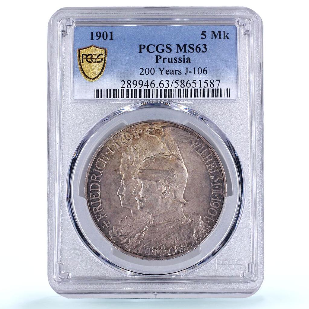 Germany Prussia 5 mark William Wilhelm II KM-526 MS 63 PCGS silver coin 1901
