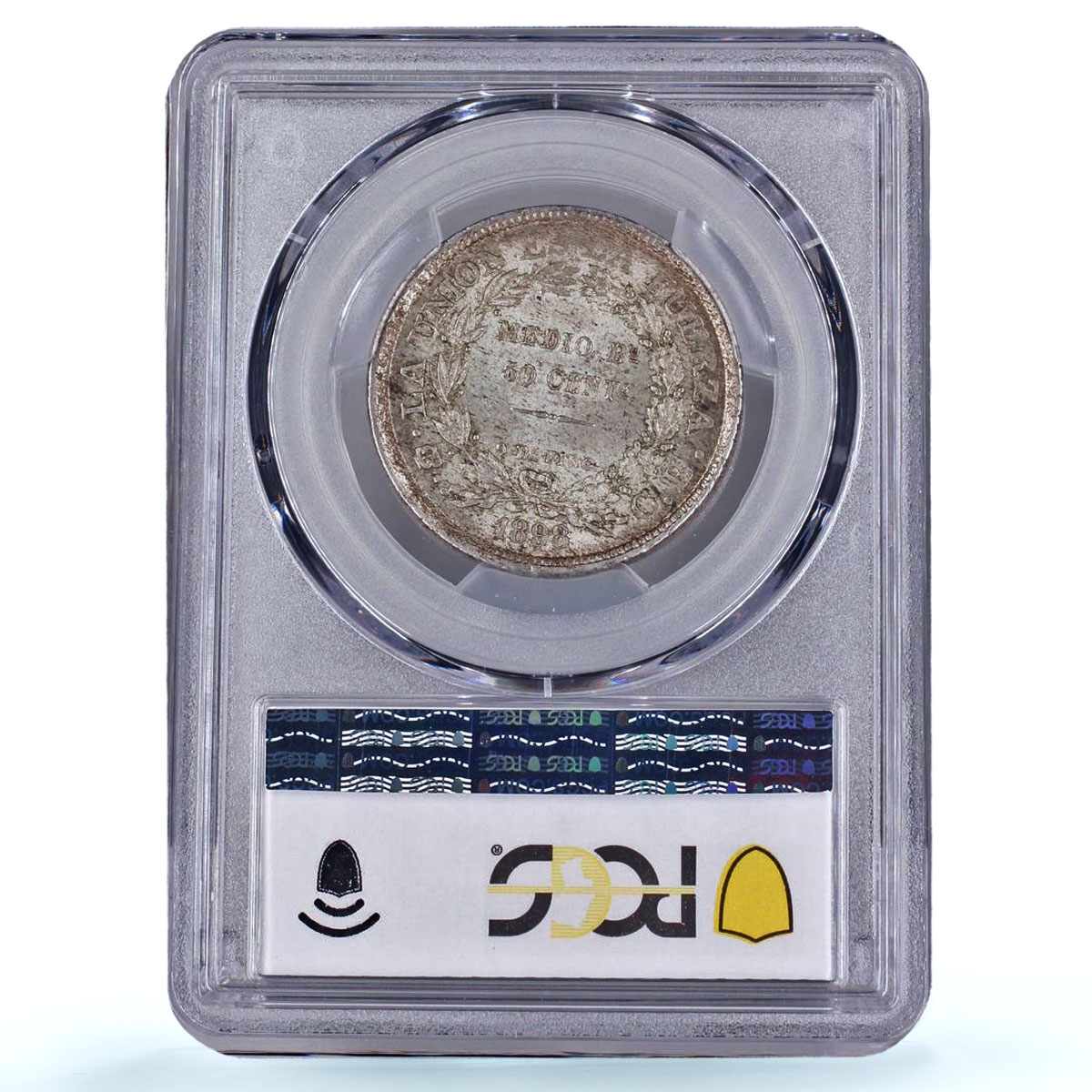 Bolivia 1/2 boliviano 50 centavos Republic KM-161 MS63 PCGS silver coin 1898
